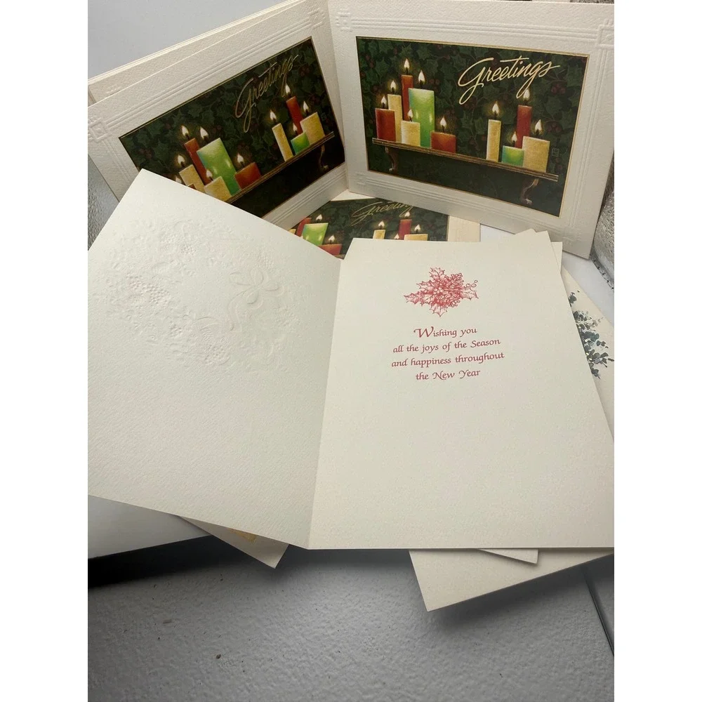Vintage Cleo Gibson Holiday Christmas Greeting Cards Assorted Wreath LOT 12